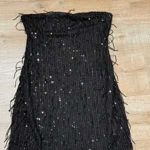 Wild Fable Black Strapless Sequin Dress